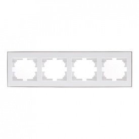 Рамка 4-на горизонтальная белая с боковой вставкой хром RAIN Lezard 703-0225-149