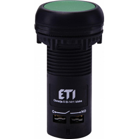 Моноблочная утопленная кнопка ETI 004771471 ECF-11-G (1NO+1NC зеленая)