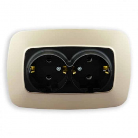 Розетка двойная Horoz Electric ELA с заземлением черный-золото (112-007-0008-040)