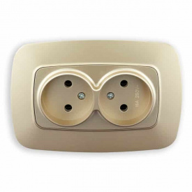 Розетка двойная Horoz Electric ELA без заземления золото (112-007-0007-030)