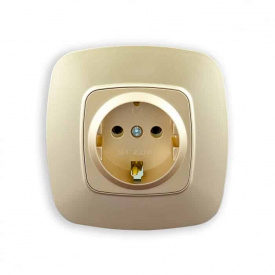 Розетка одинарная Horoz Electric ELA с заземлением золото (112-007-0006-030)