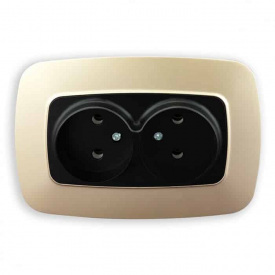 Розетка двойная Horoz Electric ELA без заземления черный-золото (112-007-0007-040)