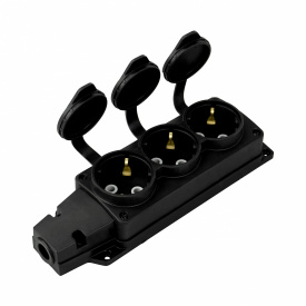 Колодка Horoz Electric 3 гнезда с крышкой черная (220-000-301)