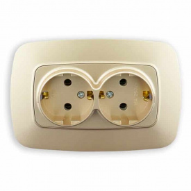 Розетка двойная Horoz Electric ELA с заземлением золото (112-007-0008-030)