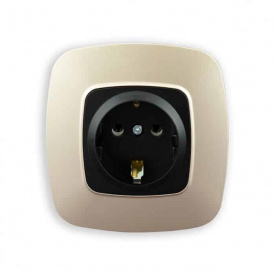 Розетка одинарная Horoz Electric ELA с заземлением черный-золото (112-007-0006-040)