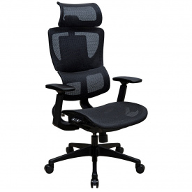 Офісне крісло Ерготекс Richman Чорне з регульованим підголівником підлокітниками спинкою