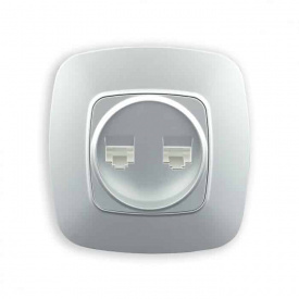 Розетка двойная компьютерная Horoz Electric ELA серебро (112-007-0017-020)