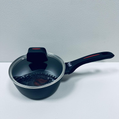 Ковш алюминиевый с антипригарным покрытием Krauff Smart Fry 25-45-158 со стеклянной крышкой 17 см 1000 мл Черный (23531) Виноградов