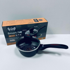 Ковш алюминиевый с антипригарным покрытием Krauff Smart Fry 25-45-158 со стеклянной крышкой 17 см 1000 мл Черный (23531) Виноградов