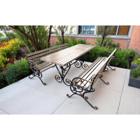 Стол кованый садовый Камелия для дачи, терассы, беседки 1500х700х800 мм, цвет Слоновая кость