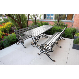 Стіл кований садовий Камелія для дачі, тераси, альтанки 2000х700х800 мм, колір Антрацит