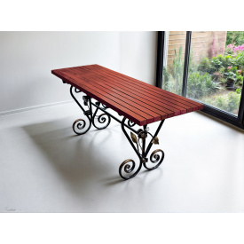 Стіл кований садовий Камелія для дачі, тераси, альтанки 1300х700х800 мм, колір Макасар