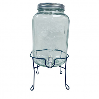 Лимонадник скляний для напоїв S&T 4435 з металевою кришкою на підставці 8 л (22430)