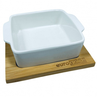 Керамічна піала на бамбуковій підставці Eurogold 7112901410 Білий (23544)