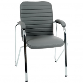 Офісне крісло Rumba на ніжках із підлокітниками хром оббивка сидіння шкірозамінників сірий