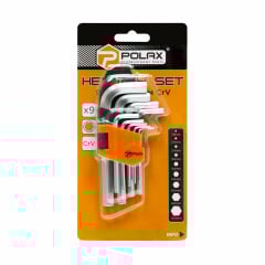 Набор шестигранных ключей Polax Г-образных 9 предметов 1.5-10 мм Cr-V (25-005) Покровск