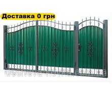 Кованые ворота из коваными элементами из профнастила