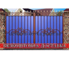 Ворота из профнастилом и коваными элементами