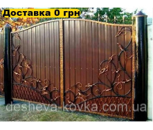 Кованые ворота из профнастила из коваными элементами