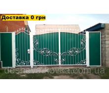 Кованые ворота из профнастила из элементами ковки