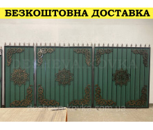Ворота кованые из профнастилом