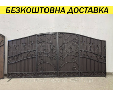 Кованые ворота с калиткой и пиками