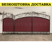 Кованые ворота из профнастилом