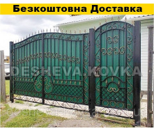 Ворота из элементами ковки из профнастила