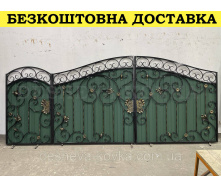 Ворота кованые из профнастилом и калиткой Код: А-01236