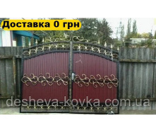 Кованые ворота из профнастила