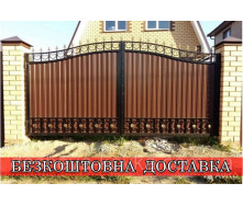 Кованые ворота из элементами ковки и калиткой