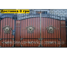 Кованые ворота из художественной ковкой из профнастила
