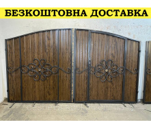 Кованые ворота с калиткой и пиками