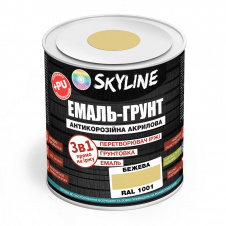 Фото - Емаль-грунт акрил-поліуретанова шовковисто-матова Skyline RAL 1001 3в1 Бежевий 0,9 кг Емаль-грунт акрил-поліуретанова шовковисто-матова Skyline RAL 1001 3в1 Бежевий 0,9 кг