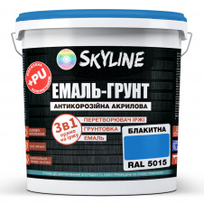 Емаль-грунт акрил-поліуретанова шовковисто-матова Skyline RAL 5015 3в1 Яскраво-блакитний 3,6 кг