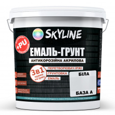 Емаль-грунт акрил-поліуретанова шовковисто-матова Skyline 3в1 Білий 3,6 кг