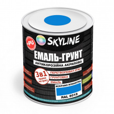 Емаль-грунт акрил-поліуретанова шовковисто-матова Skyline RAL 5015 3в1 Яскраво-блакитний 0,9 кг