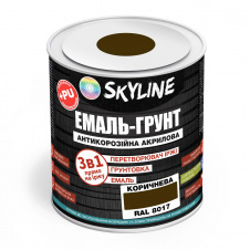 Эмаль-грунт акрил-полиуретановая шелковисто-матовая Skyline RAL 8017 3в1 Коричневый 0,9 кг