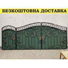 Ворота кованые из профнастилом и калиткой Код: А-01236