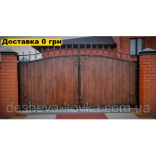 Кованые ворота из художественной ковки из профнастила