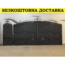 Ворота кованые из профнастилом и калиткой Код: А-01230