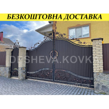 Кованые ворота из профнастила Код: А-01214