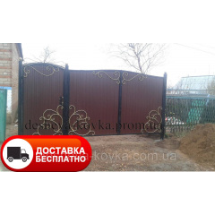 Розпашні ворота ковані ворота з хвірткою та профнастилом Краматорськ