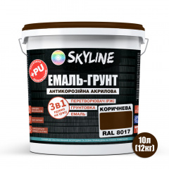Эмаль-грунт акрил-полиуретановая шелковисто-матовая Skyline RAL 8017 3в1 Коричневый 12 кг Киев