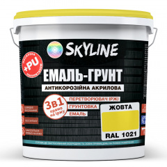 Емаль-грунт акрил-поліуретанова шовковисто-матова Skyline RAL 1021 3в1 Жовтий 3,6 кг Тернопіль