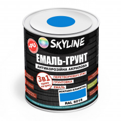Емаль-грунт акрил-поліуретанова шовковисто-матова Skyline RAL 5015 3в1 Яскраво-блакитний 0,9 кг Вишневе
