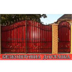 Кованые ворота из художественной ковкой и профнастила Тернопіль