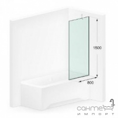 Шторка на ванну Liberta Capri Slim 800x1500 хром/прозрачное стекло, кругл. накл. держ. Вінниця
