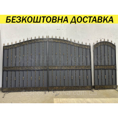 Эксклюзивные кованые ворота из профнастилом и коваными элементами Суми