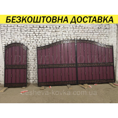 Эксклюзивные кованые ворота из профнастилом и коваными элементами Суми